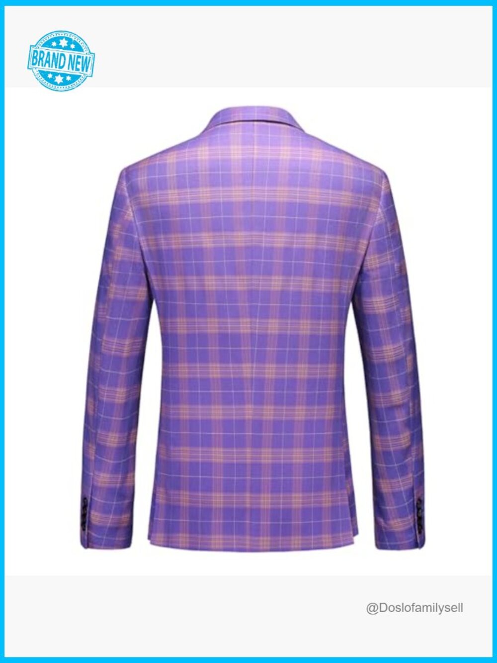 Classic Slim Fit Plaid Blazer Casual Sport Coat for Wedding Party - Picture 5 of 7